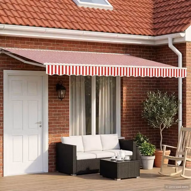 Tenda retrattile manuale Rosso e Bianco 5 x 3 m 3420334