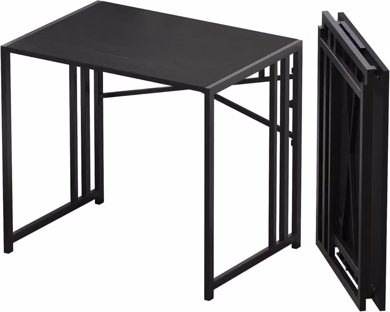 Scrivania per computer, piccola scrivania pieghevole da 83 cm, con piano nero, ideale per l'uso domestico