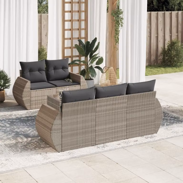 Maison Exclusive - Set Divano da Giardino 6pz con Cuscini Grigio Chiaro Polyrattan