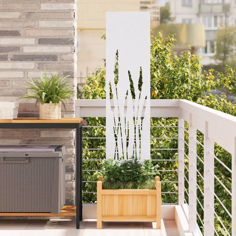 vidaXL Paravento per privacy in giardino in acciaio bianco, L: 32 cm, H: 140 cm