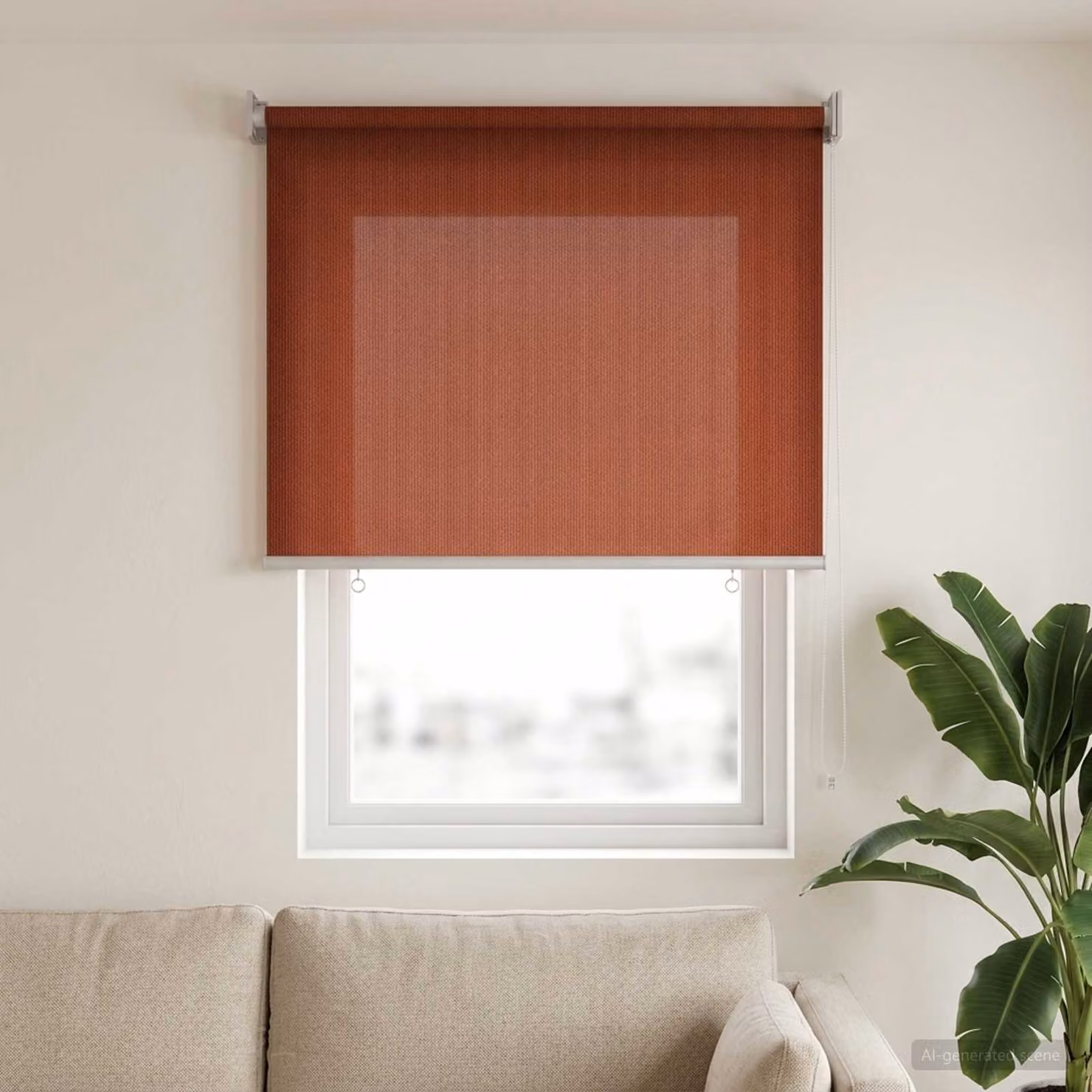 Tenda a rullo esterna vidaXL in HDPE color terracotta con blocco UV 90%, L: 140 cm, H: 100 cm
