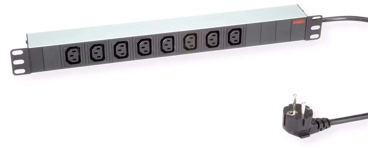 ROLINE 19" ciabatta a 8 vie C13 + spina di sicurezza, alluminio, 2 m