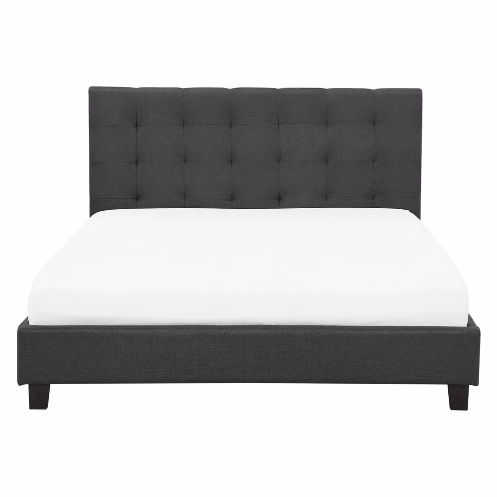 Letto imbottito Beliani Glamour in tessuto grigio con rete a doghe arcuate L/P/H: 218 x 160 x 108 cm – 2