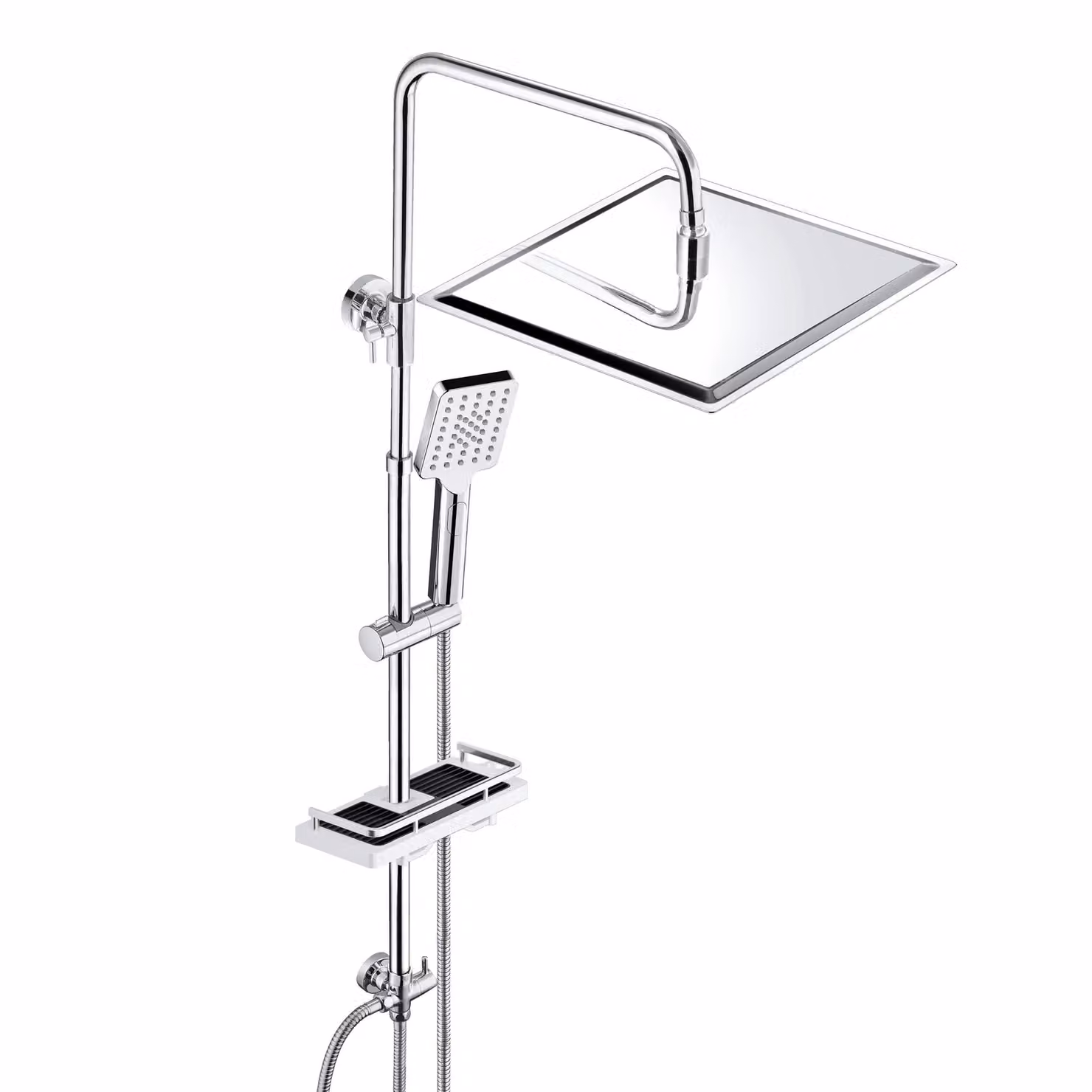 Sistema doccia in acciaio inossidabile JOHO con soffione a pioggia, dimensioni 30x30 cm, finitura cromata, senza miscelatore