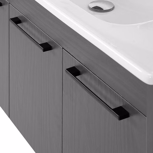 Mobile bagno sospeso Inbagno Sofia grigio effetto legno con armadietto a specchio L: 65 cm, P: 45 cm, H: 55 cm