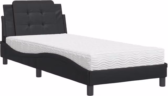 Letto singolo | Letto per adulti | Giroletto senza Materasso Zadar Nero 90x190 cm in Similpelle