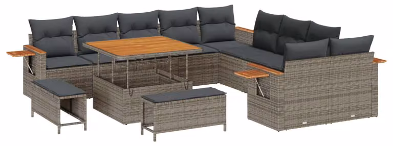 Set Divano da Giardino 13 pcs Grigio polyrattan