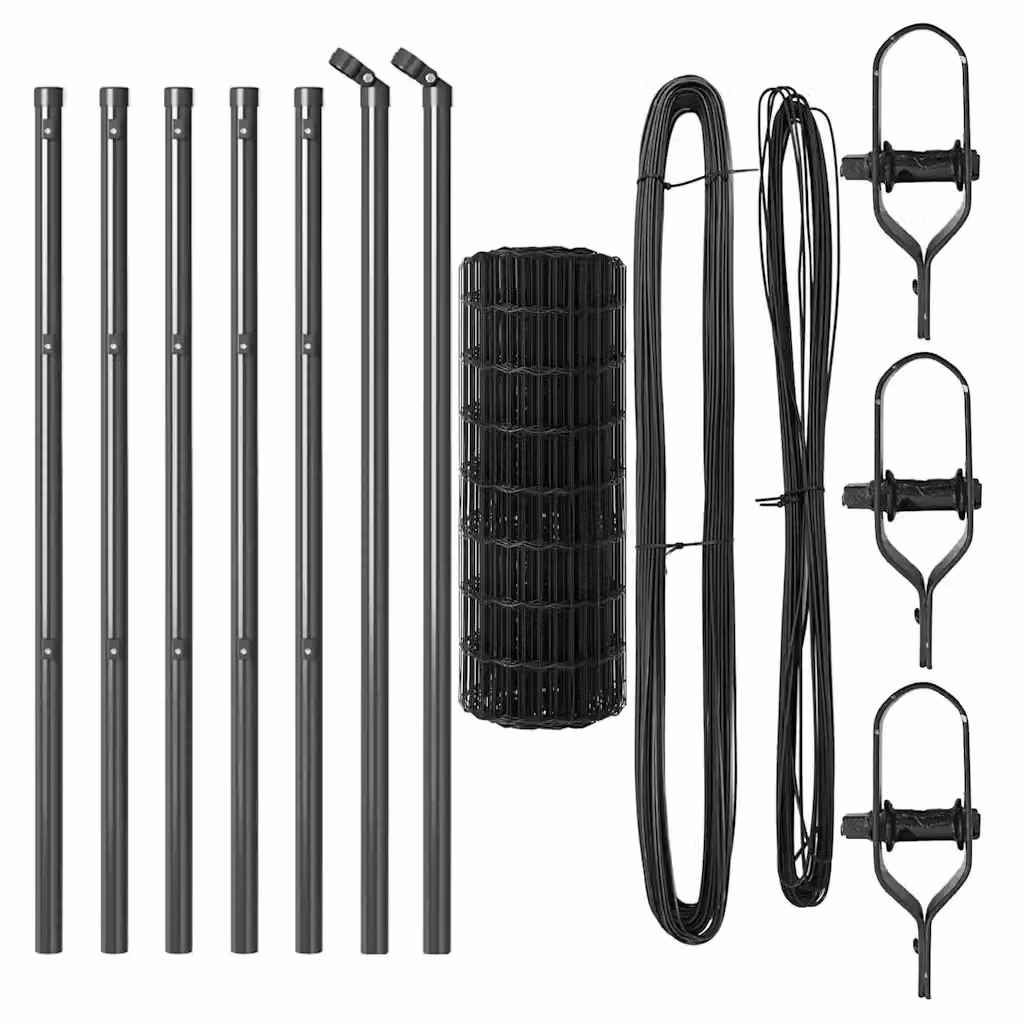 Fissaggio a terra Euro per recinzione vidaXL in acciaio rivestito in PVC grigio L: 50 cm, P: 40 cm – 2