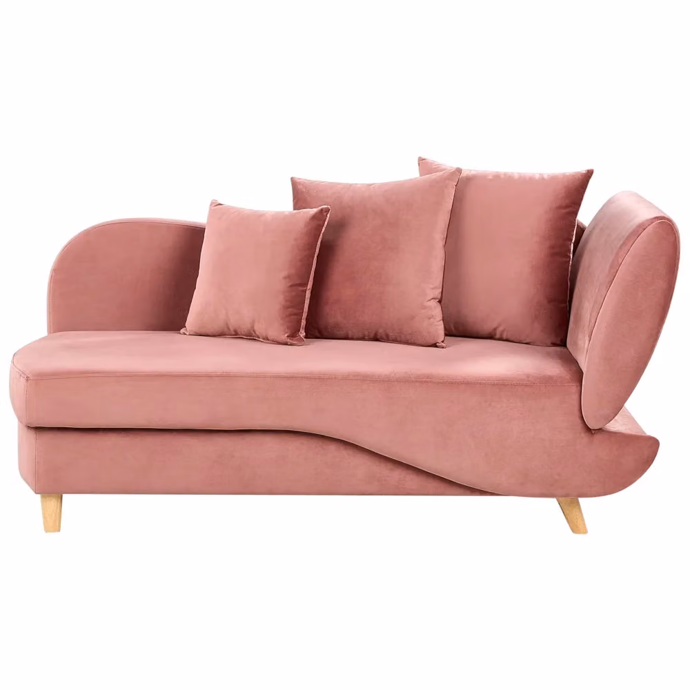 Chaise Longue BELIANI in velluto grigio e rosa con contenitore e funzione letto, stile moderno per soggiorno, lato destro, L: 155 cm, P: 69 cm, H: 76 cm – 2