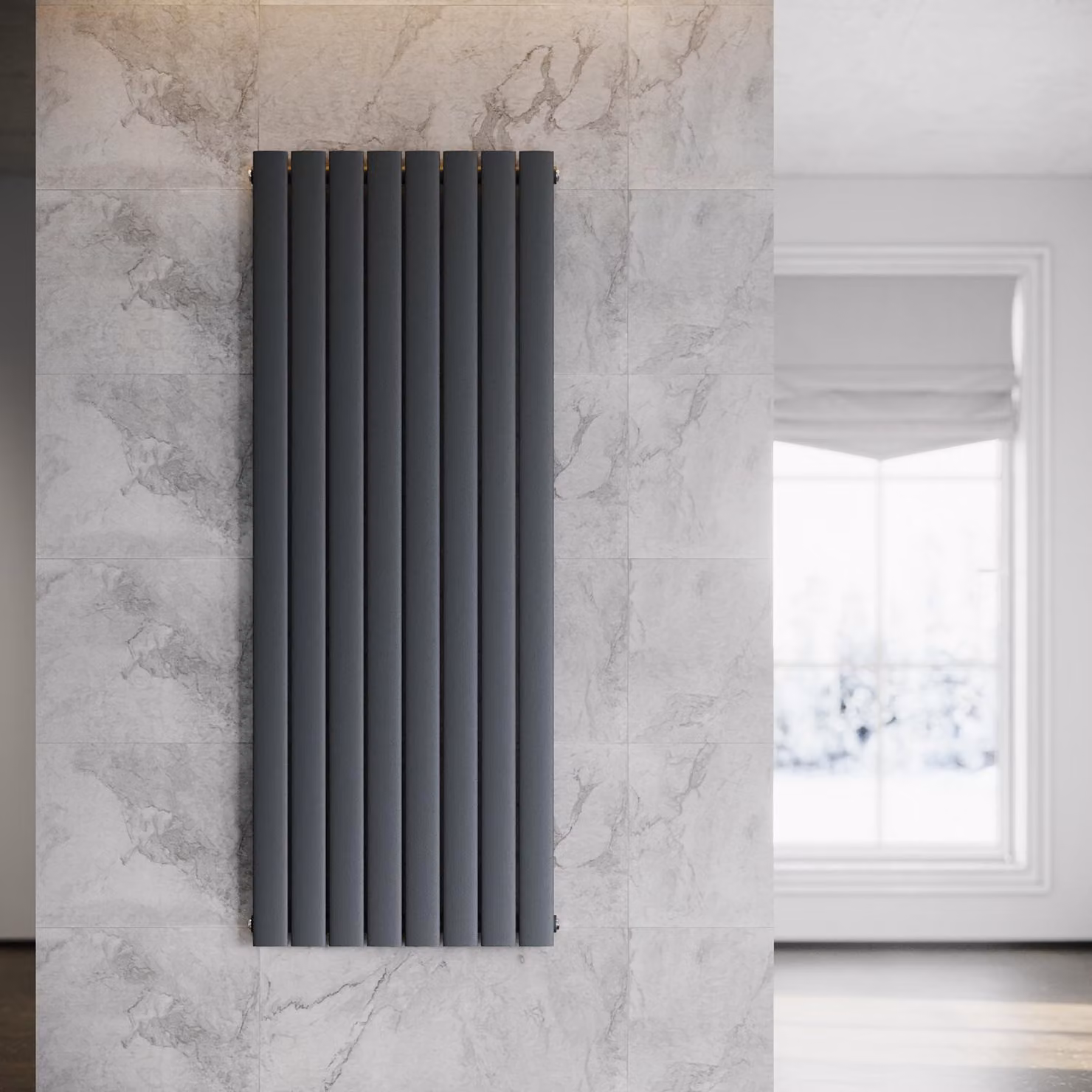 SONNI - Radiatore verticale, pannello radiante, a uno strato, colore antracite, dimensioni 1600x619 mm, senza resistenza riscaldante