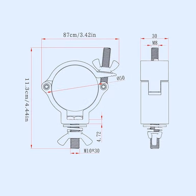 Morsetti per telai con sistema di fissaggio rapido, confezione da 4 pezzi, dimensioni 48-51 mm, capacità di carico 100 kg
