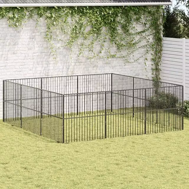 Box per cani VIDAXL in acciaio zincato nero con 12 pannelli – 1