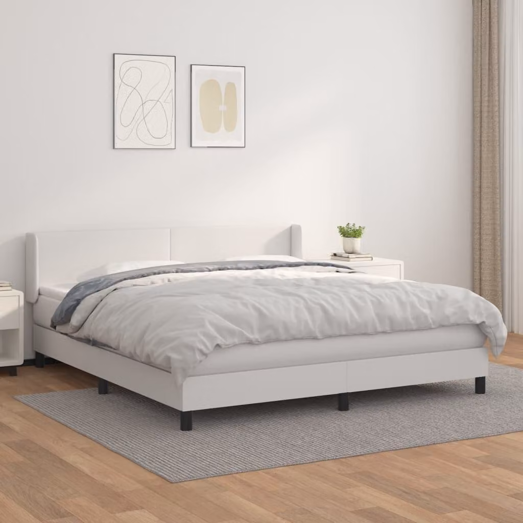 The Living Store Letto a molle con materasso bianco 180x200 cm in Pelle finta