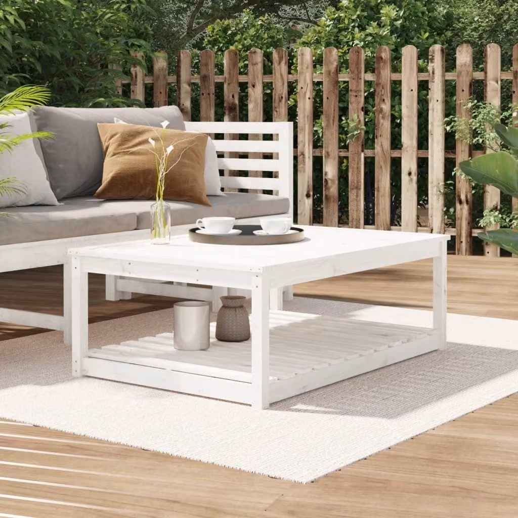 Maison Exclusive - Tavolo da giardino bianco 121x82,5x45 cm in legno massello di pino