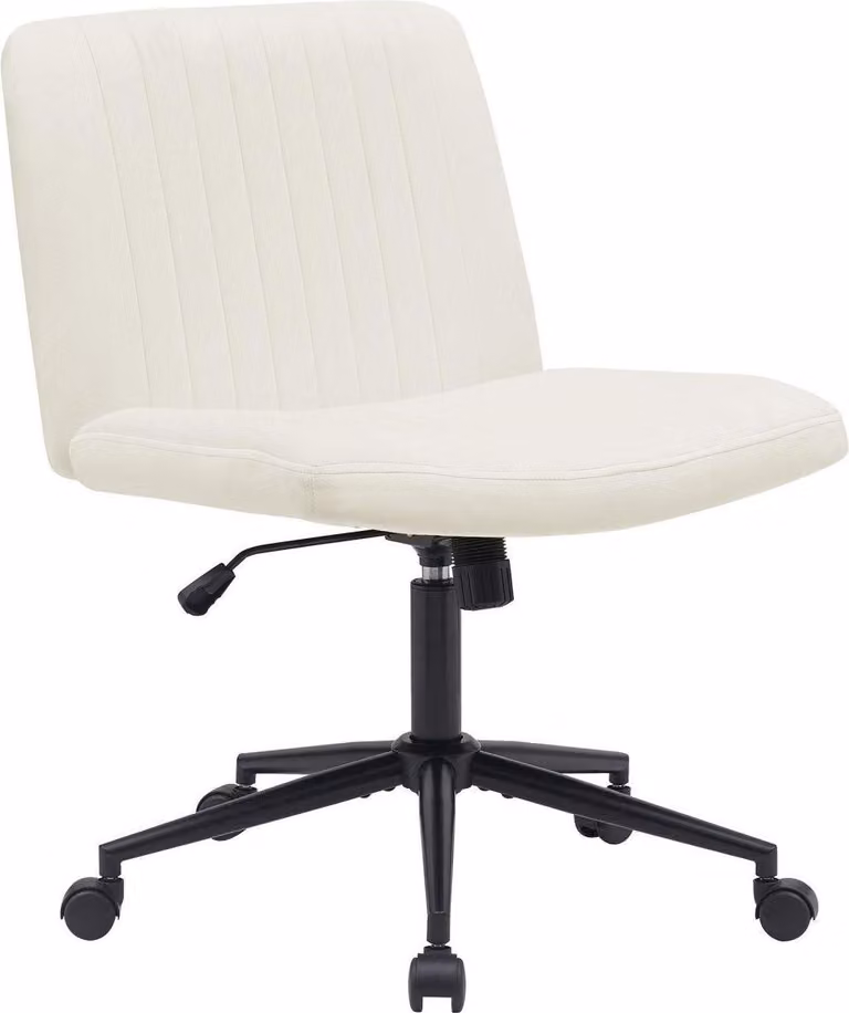 Sedia da ufficio - Sedia ergonomica girevole - Regolabile in altezza e girevole a 360 gradi | Colore: Crema | Materiale: Morbido