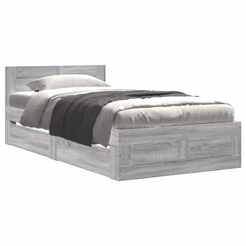 Giroletto con Testiera Sonoma Grigio vidaXL in Legno Multistrato L: 75 cm, P: 190 cm – 2