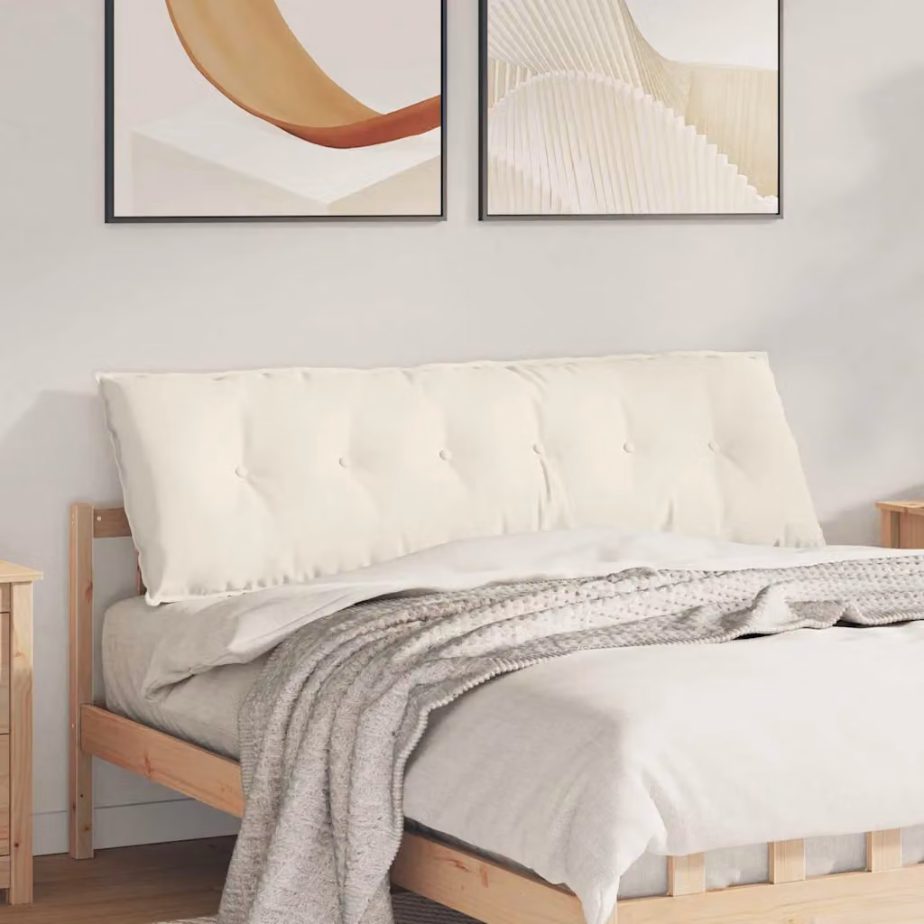 Cuscino per schiena vidaXL in tessuto a coste beige L 160 x P 50 cm