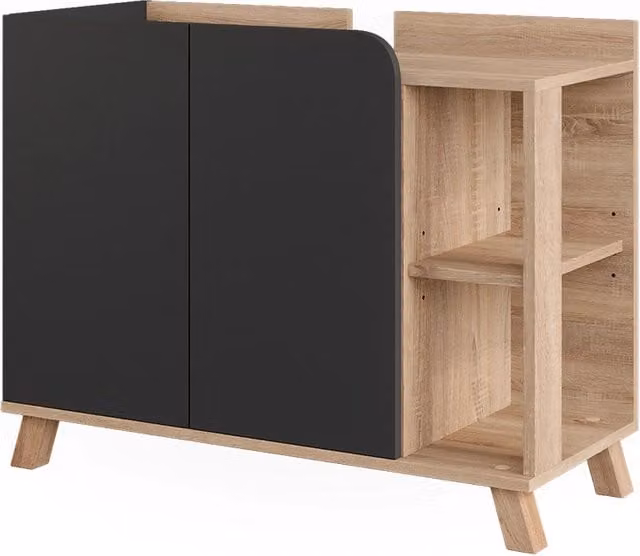Mobiletto per lavabo Vicco Karen in legno beige e antracite con 2 ante e ripiano aperto L: 80 cm, P: 65 cm