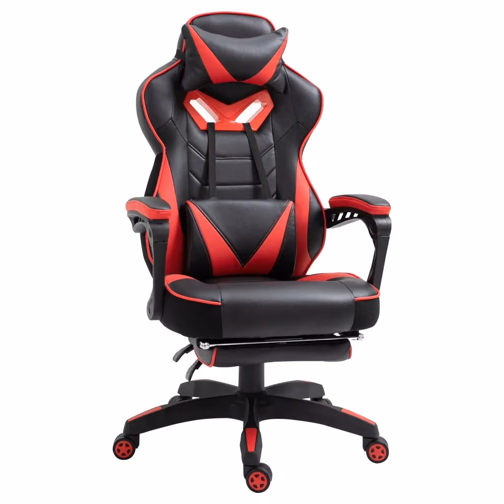 Poltrona da gaming ergonomica Minimal nera e rossa in ecopelle con poggiatesta e ruote per casa e ufficio – 2