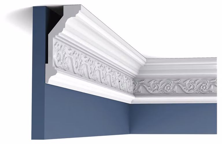 Orac Decor C303 Luxxus modanatura per soffitto profilo decorativo modanatura decorativa cornice in stucco foglie di fiori modanatura decorativa modanatura angolare | 2 metri