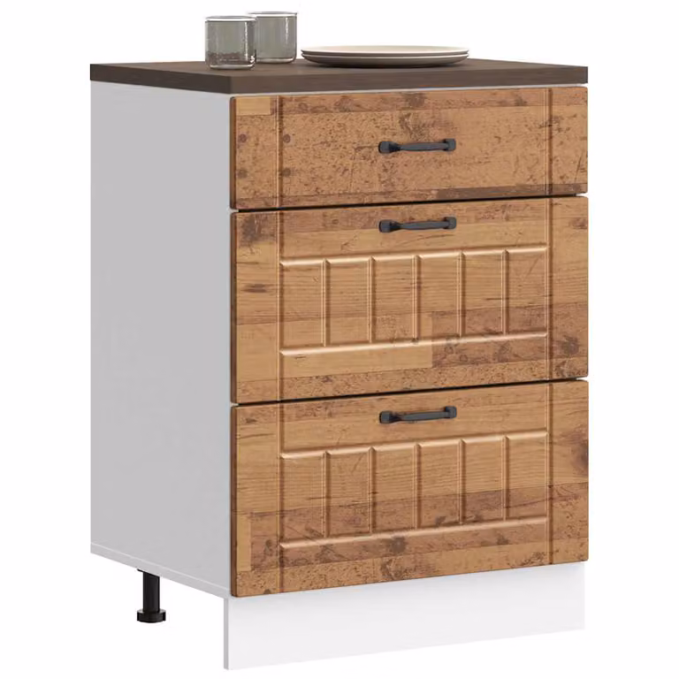 Base da cucina vidaXL Lucca in legno multistrato e MDF, colore marrone, L: 60,0 cm, P: 46,0 cm, H: 81,5 cm