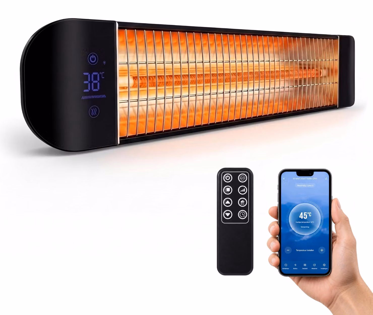 Riscaldatore a infrarossi da parete - 2400 W - Elettrico - Argento