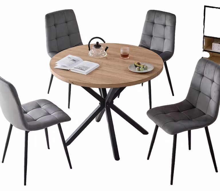 Sedie da pranzo, design moderno e minimalista, robuste gambe in metallo, set da 4 pezzi - Grigio