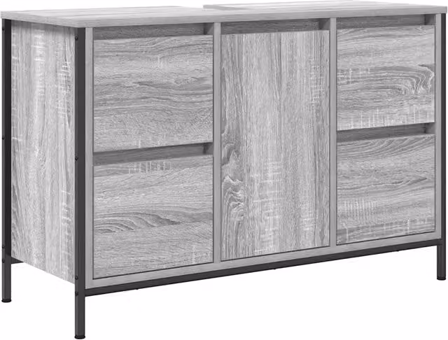 Mobile Lavabo DESIGN IN con Cassetti e Ante, Grigio Sonoma, L: 90 cm, P: 34,5 cm, H: 60 cm