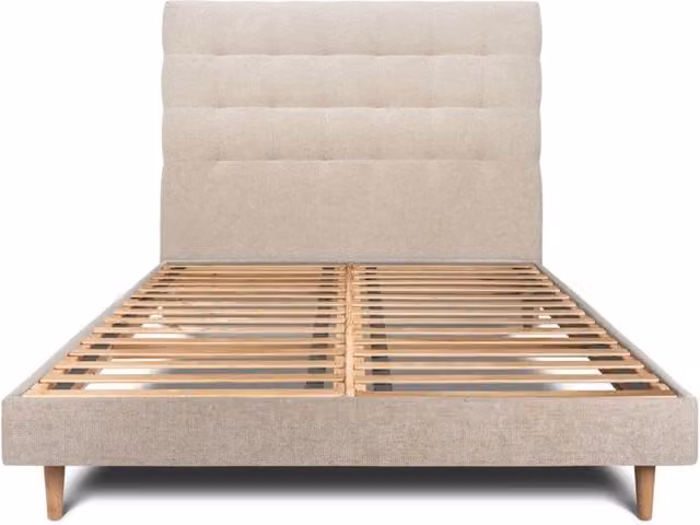 Letto 140x190 cm con testata imbottita - Tessuto Tela opaca