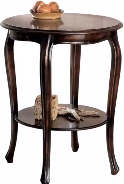 Tavolino rotondo 700 shabby legno noce consumato 59x59x71 - Mobili 2G