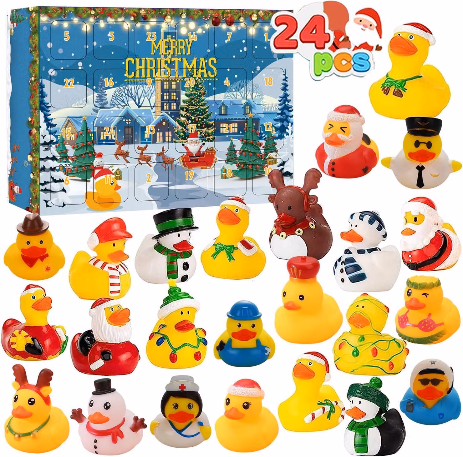 Calendario dell'Avvento 2025: conta alla rovescia per il Natale con 24 oche di gomma. Un giocattolo divertente per il bagno, ideale per bambine dai 3 ai 9 anni. Giocattolo