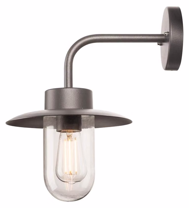 Lampada da parete per esterni, attacco E27, grado di protezione IP44, 60W, colore antracite, realizzata in alluminio e vetro
