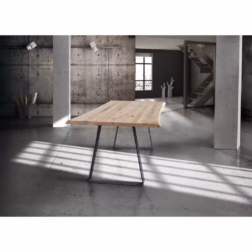 Tavolo da pranzo rettangolare in legno massello con nodo aperto e base a slitta Mobili 2G L: 250 cm, P: 100 cm, H: 78 cm – 3
