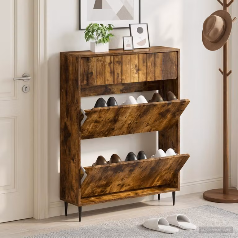 Mobile porta scarpe vidaXL ZWOLLE in legno marrone, L 78 cm x P 24 cm x H 103 cm