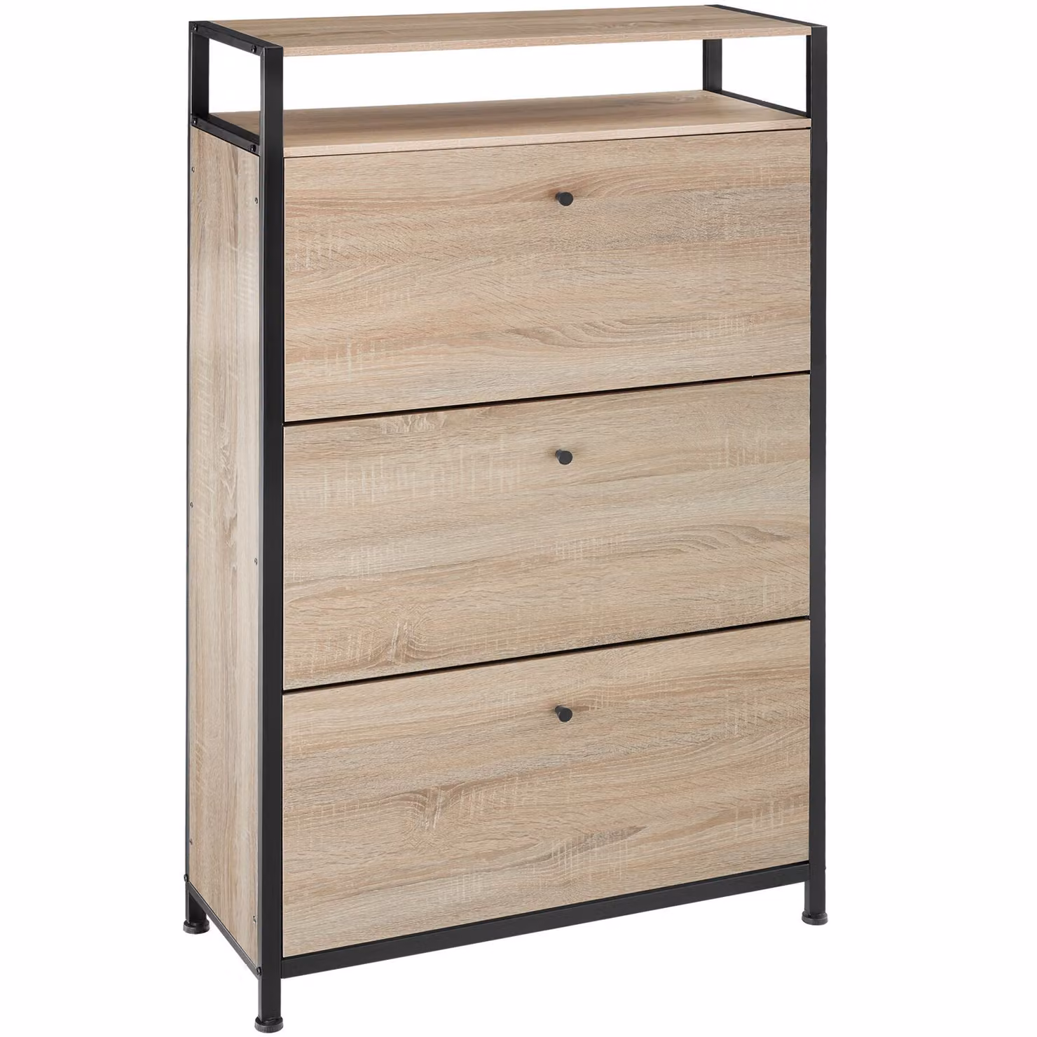 Scarpiera Industriale tectake in Legno e Metallo, Colore Rovere e Nero, L: 81 cm, H: 130 cm, P: 32 cm – 3