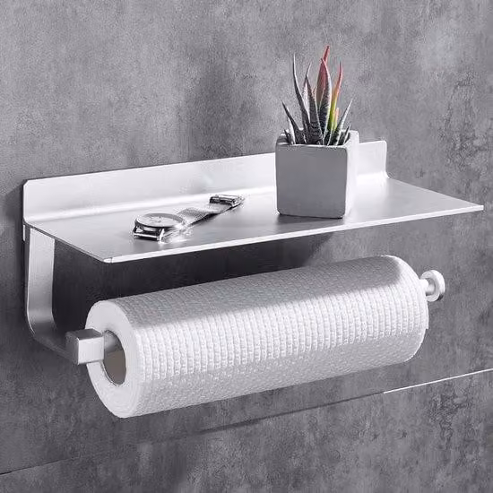 Portarotolo argentato per cucina e bagno