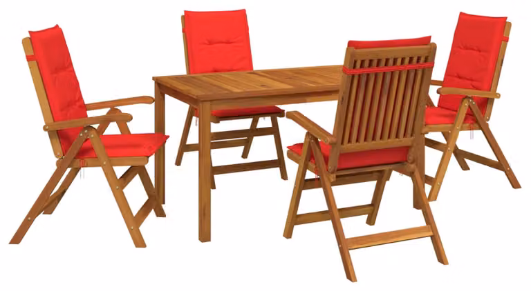 Set da pranzo da giardino, 5 pezzi, in legno massello di acacia naturale