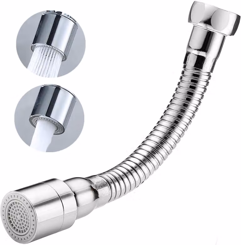 Prolunga per rubinetto da cucina, 17 cm, 2 modalità, aeratore, girevole a 360 gradi, adattatore per il risparmio idrico