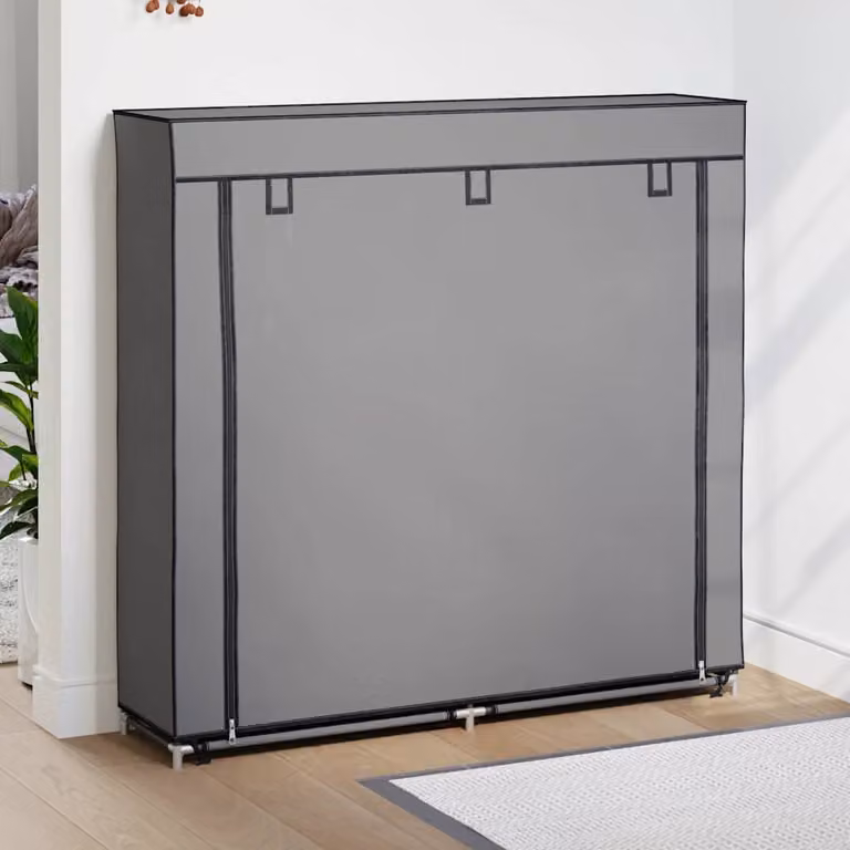 Scarpiera vidaXL Grigia in Metallo con Ripiani Piani L: 115 cm, P: 28 cm, H: 110 cm