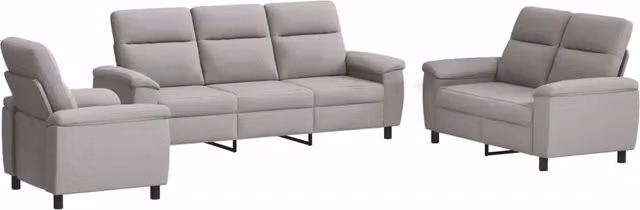 Set di divani 3 pcs Grigio Nuvola Tessuto 3430681