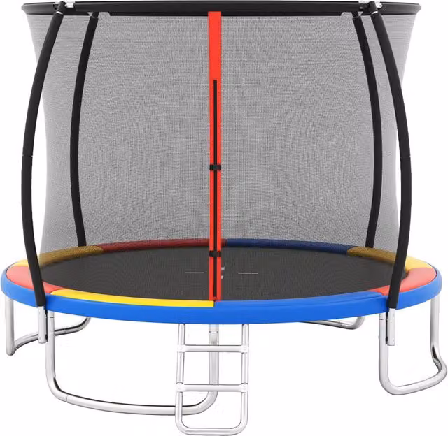Trampolino da esterno 366 cm con rete di sicurezza e scala-Trampolino ricreativo pesante per bambini e adulti Colorato