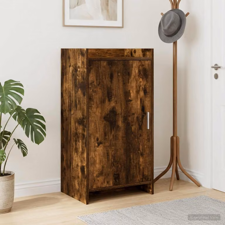 Mobile porta scarpe vidaXL con ante a battente in Rovere Fumo, L 48 cm x P 36 cm x H 92 cm