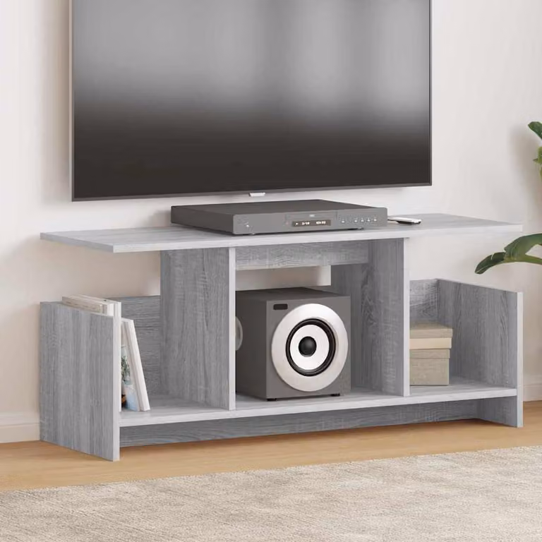 vidaXL Supporto TV Moderno in Legno MDF Grigio L: 102 cm, P: 35 cm, H: 45 cm