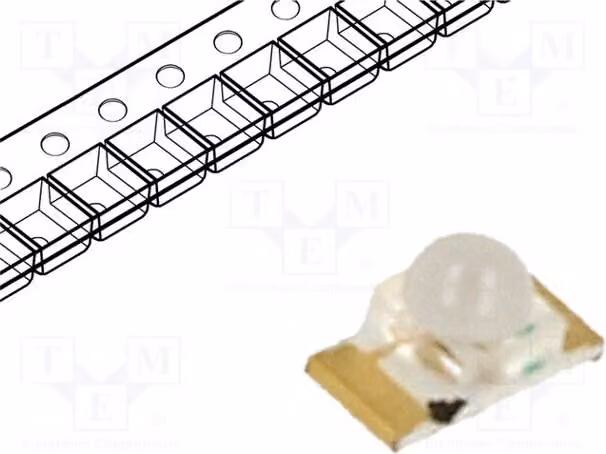5 LED SMD, dimensioni 3,2x1,6x1,8 mm, colore blu, tensione 3,3÷4V, modello 1206, intensità luminosa 280÷500 mcd, angolo di emissione 40°, corrente 20mA, codice prodotto KPT216QBC-D