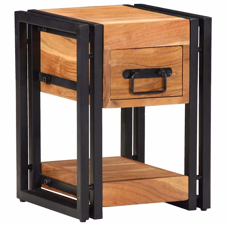 Set di 2 Armadi da Notte vidaXL in Legno di Acacia Marrone Rustico L/P/H: 30 x 30 x 40 cm
