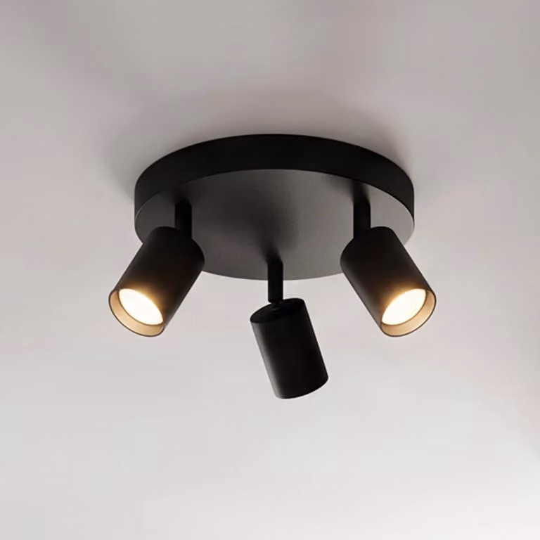 Arcchio Faretto Brinja, nero, rotondo, Ø 6 cm, a 3 luci, GU10 Brinja Arcchio, dimmerabile, Nero, Corridoio, Alluminio, Moderno, Faretto