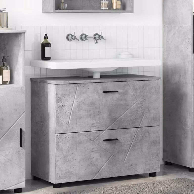 Mobile da bagno moderno vidaXL in grigio con ante e ripiani interni L/P/H: 76,5 x 35 x 64 cm