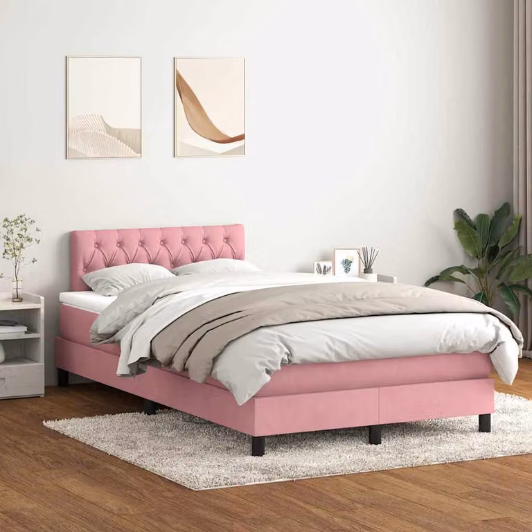 Maison Exclusive - Letto boxspring con materasso e LED rosa 120x220 cm velluto
