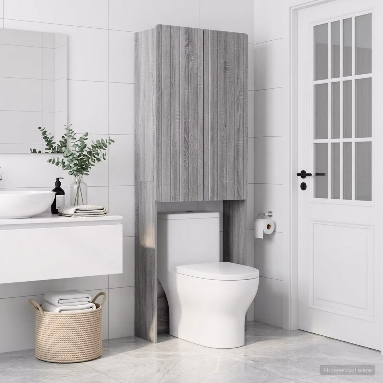 Mobiletto da bagno moderno vidaXL ZWOLLE Sonoma grigio L: 66 cm, P: 25,5 cm, H: 190 cm