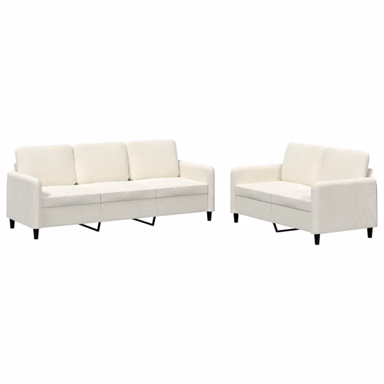 Set di Divani 2 pz Crema in Velluto